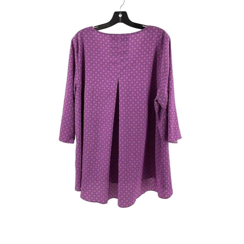 Croft Barrow Women's Plus Purple Geometric Print 3/4" Sleeve Top Blouse Size 1X - Picture 5 of 11
